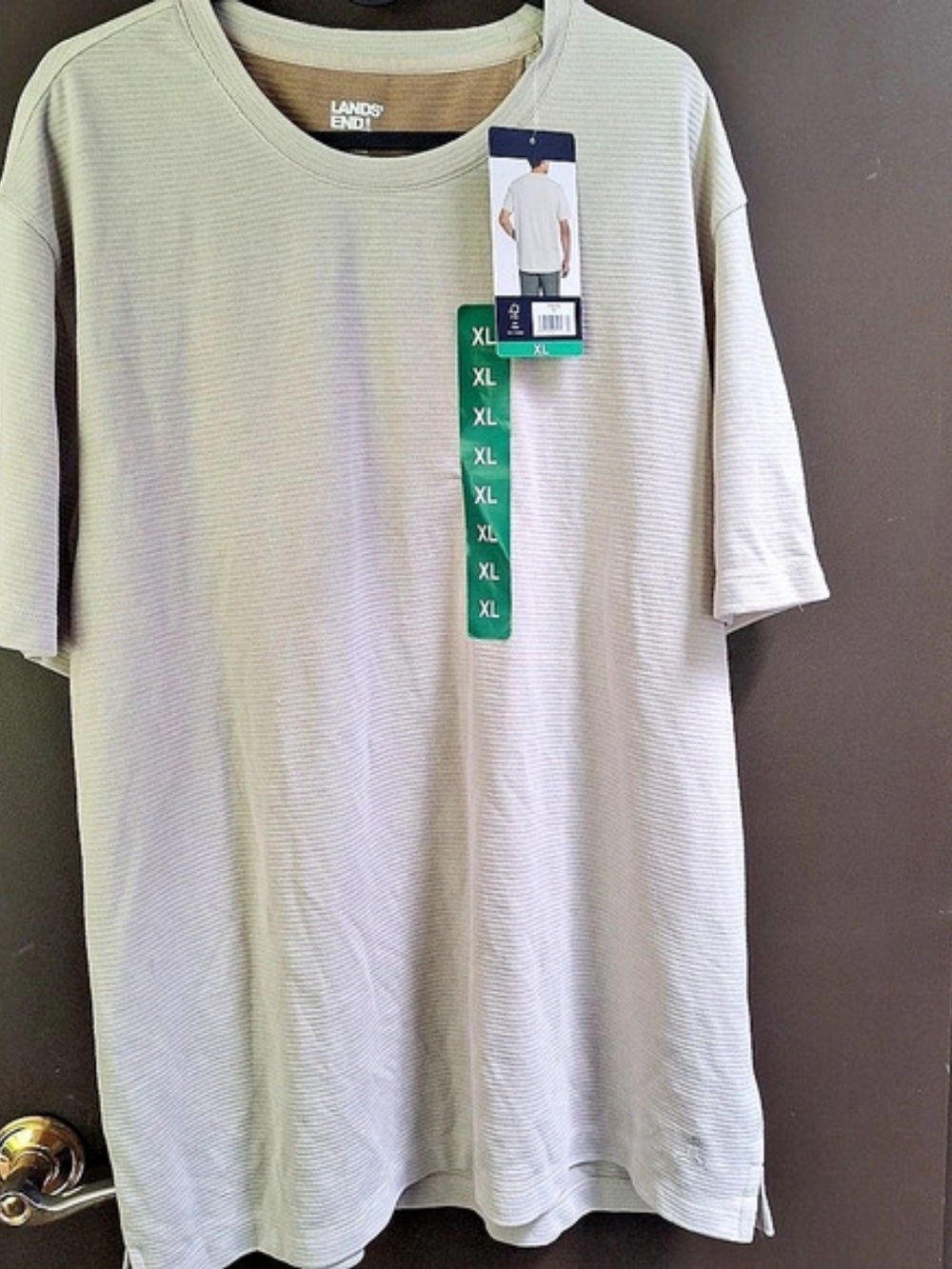 Lands' End Textured Tee Textured Short Sleeve Tee Gray XL